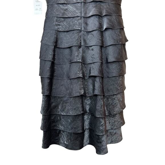 ADRIANNA PAPELL the Lyrd Short Sleeve V-neck Cocktail Dress in Grey Taupe Sz 10P - Picture 8 of 12